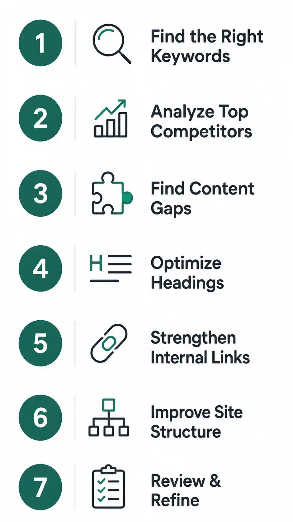 Infographic showing the 7-step competitor analysis framework at a glance